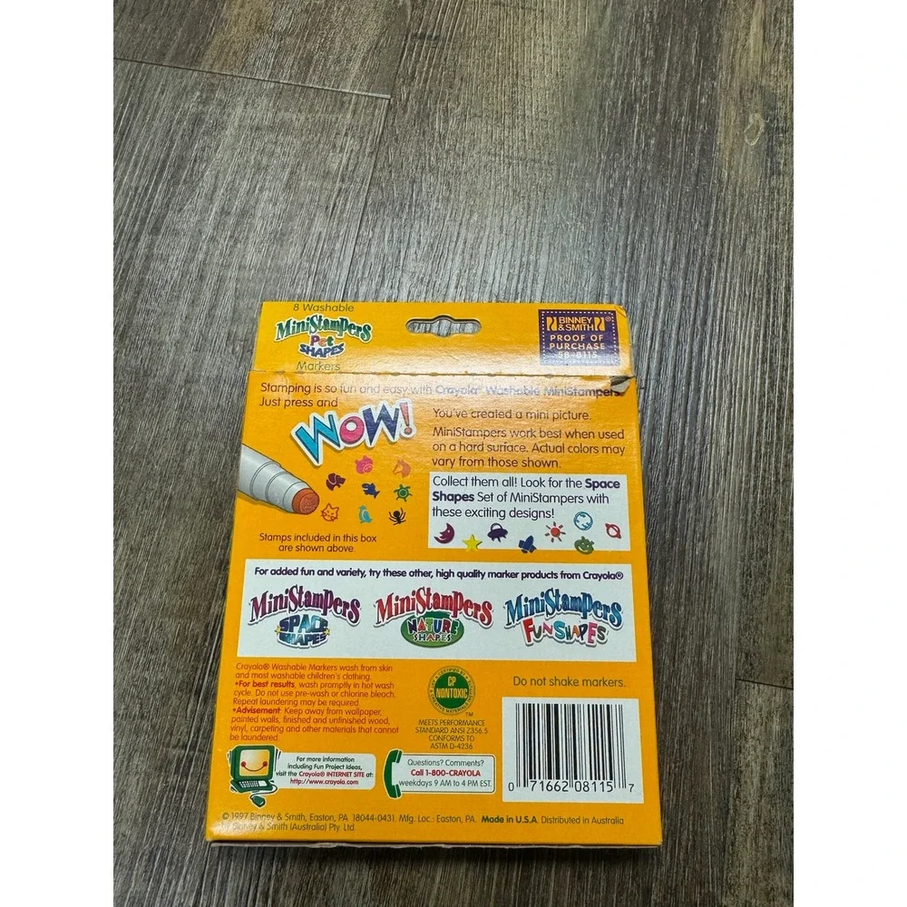 Vintage 1997 Crayola MiniStampers Pet Shapes 8 Washable Markers 58-8115 USA Made